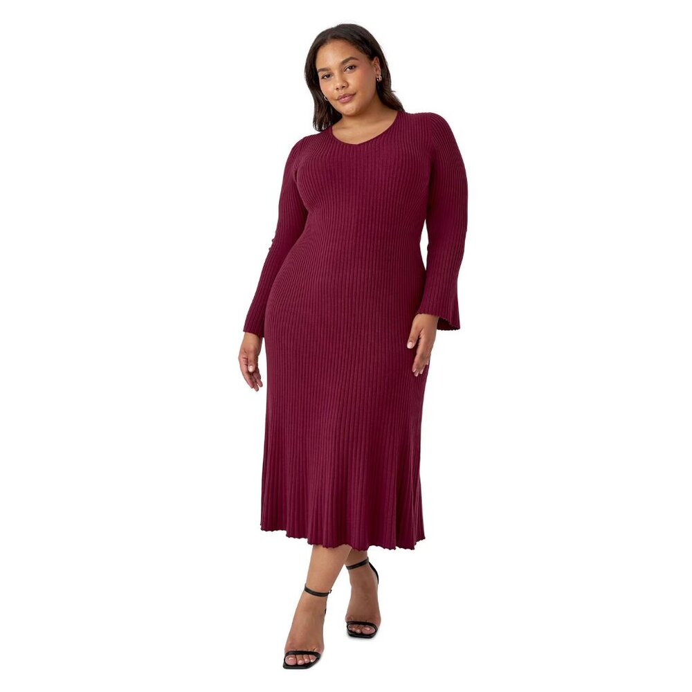 NEW Edited by Hunter McGrady Women's Flare Midi Sweater Dress Burgundy 2X